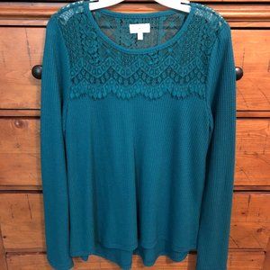 Lucky Brand green Thermal long sleeved top